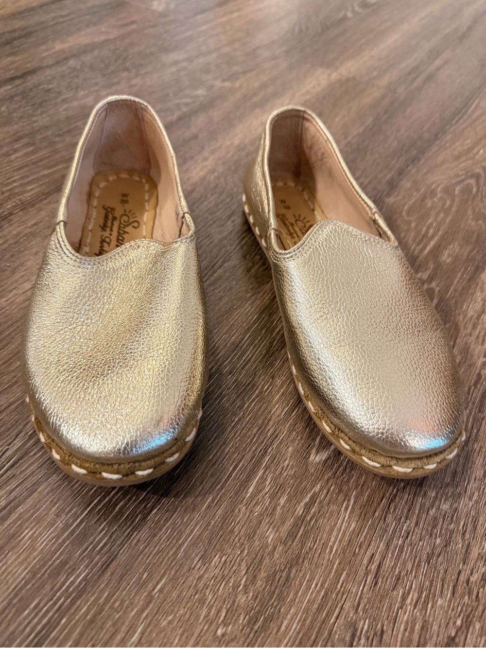 Sabah Metallic Gold Slip On Flats